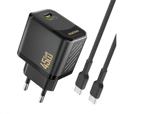 Tinklo įkroviklis 220V USB C 45W su laidu 1m pintas juodas Dudao A28C